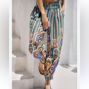 Anthropologie Vibrant Striped Joggers Shari Harem Pants
